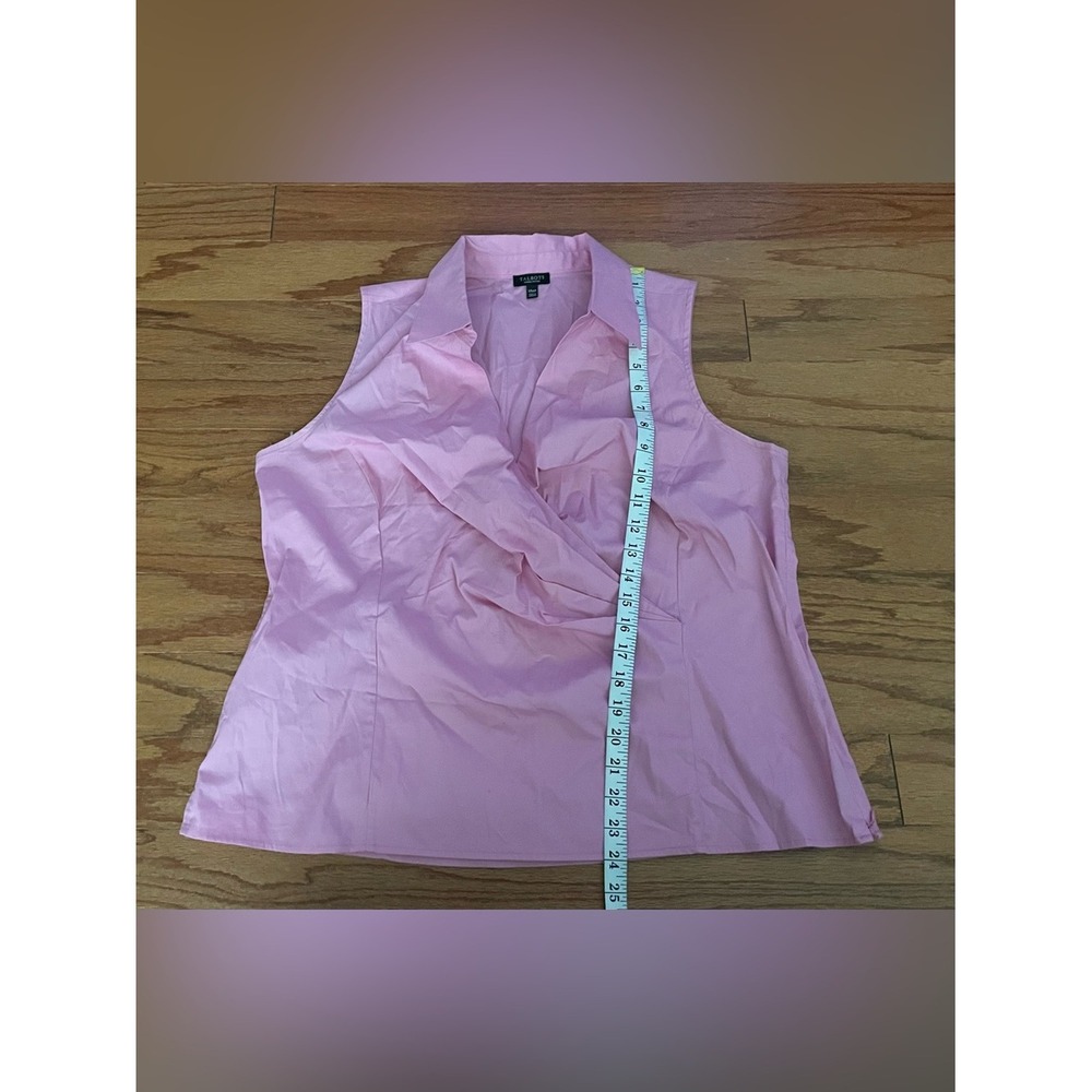 Talbots Woman Petites Pink Sleeveless Surplice Wrap Poplin Top 14WP Side‎ Zip - Picture 6 of 8